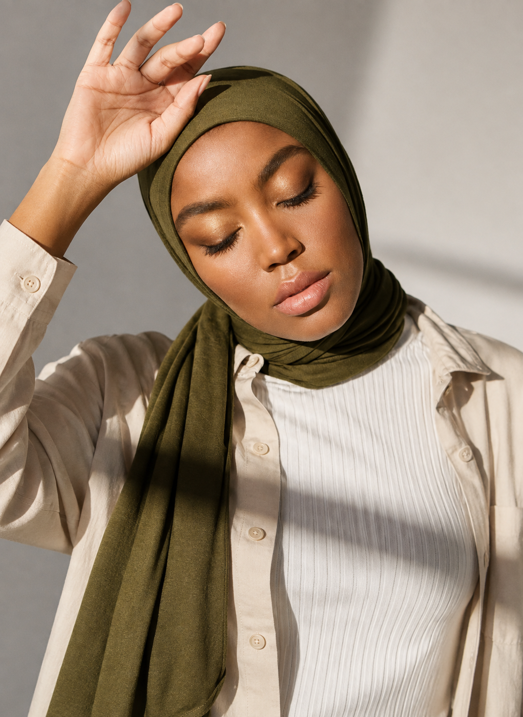 Hijab en Jersey Premium – Vert Olive Foncé